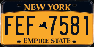 NY license plate FEF7581