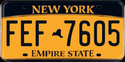 NY license plate FEF7605