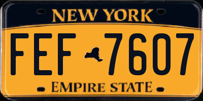 NY license plate FEF7607