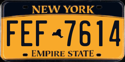 NY license plate FEF7614