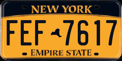 NY license plate FEF7617