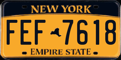 NY license plate FEF7618