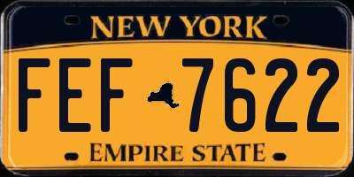 NY license plate FEF7622
