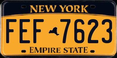 NY license plate FEF7623