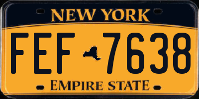 NY license plate FEF7638