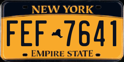 NY license plate FEF7641