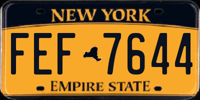 NY license plate FEF7644