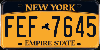 NY license plate FEF7645