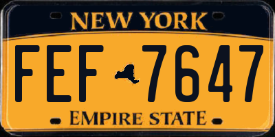 NY license plate FEF7647
