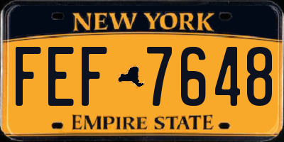 NY license plate FEF7648