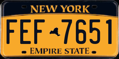 NY license plate FEF7651