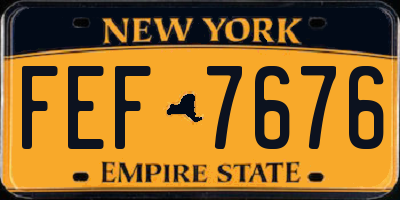 NY license plate FEF7676