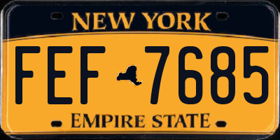 NY license plate FEF7685