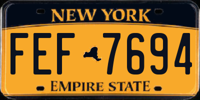 NY license plate FEF7694