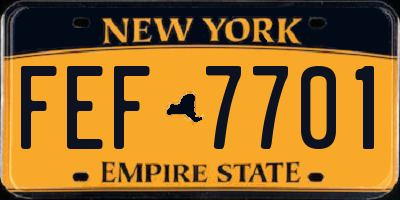 NY license plate FEF7701