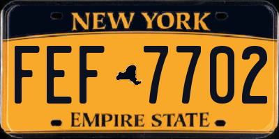 NY license plate FEF7702