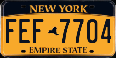 NY license plate FEF7704