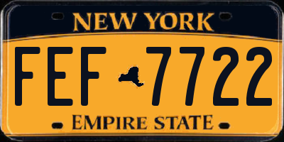 NY license plate FEF7722