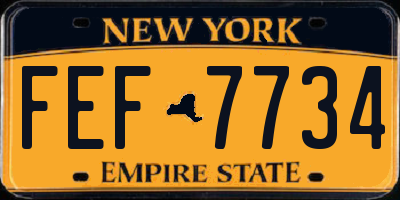 NY license plate FEF7734