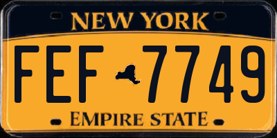 NY license plate FEF7749