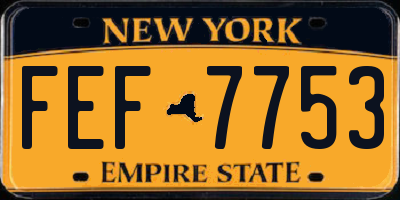 NY license plate FEF7753
