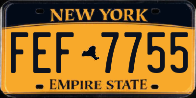 NY license plate FEF7755