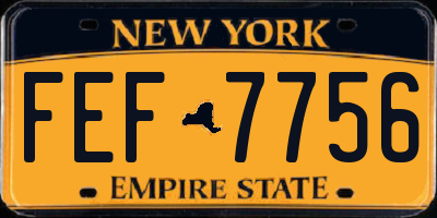 NY license plate FEF7756