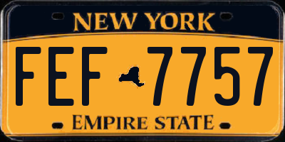 NY license plate FEF7757