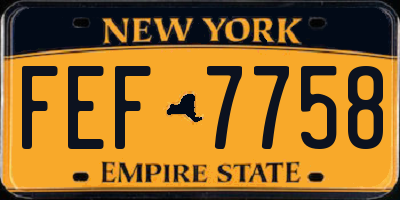 NY license plate FEF7758