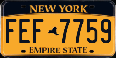 NY license plate FEF7759