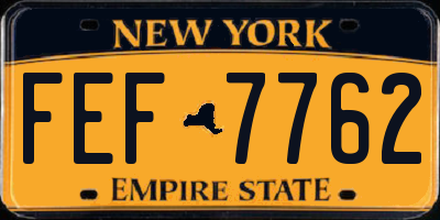 NY license plate FEF7762