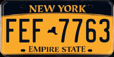 NY license plate FEF7763