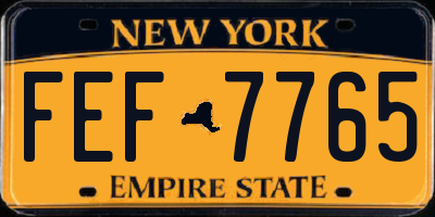 NY license plate FEF7765