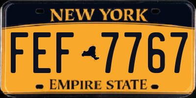 NY license plate FEF7767