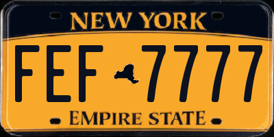 NY license plate FEF7777