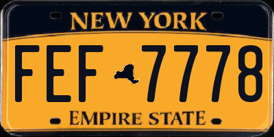 NY license plate FEF7778