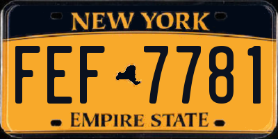 NY license plate FEF7781
