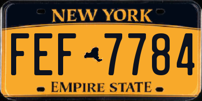 NY license plate FEF7784