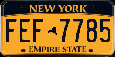 NY license plate FEF7785