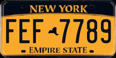 NY license plate FEF7789