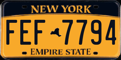 NY license plate FEF7794