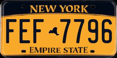 NY license plate FEF7796
