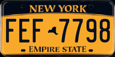 NY license plate FEF7798