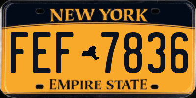 NY license plate FEF7836