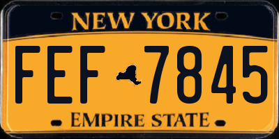 NY license plate FEF7845