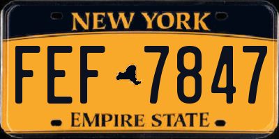 NY license plate FEF7847