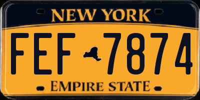 NY license plate FEF7874