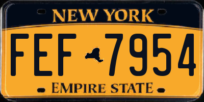 NY license plate FEF7954