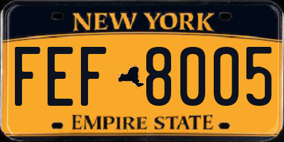 NY license plate FEF8005