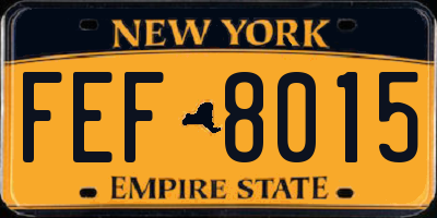 NY license plate FEF8015